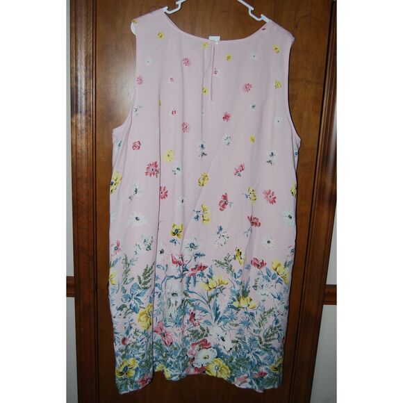 LOFT PLUSS 22W WOMENS PINK SHEATH DRESS WITH FLOWERS NWT - Picture 2 of 6